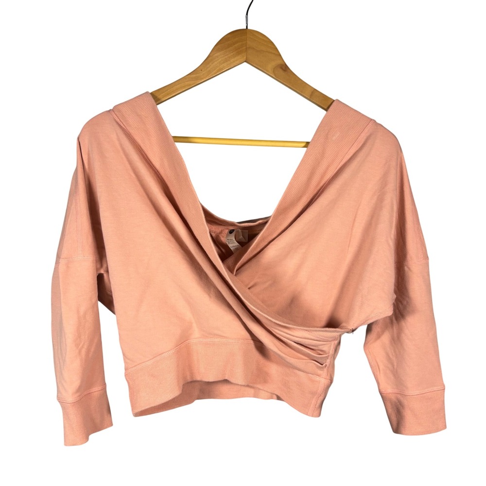Karma Margot Cover Up Womens Medium Papaya Whip Pink Surplice Wrap Cropped Top
